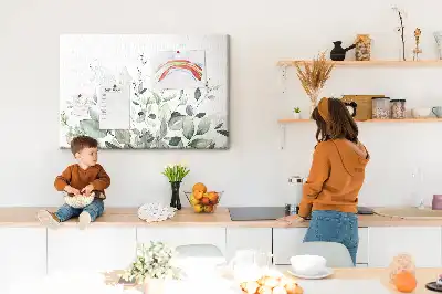 Printed Cork Memo Board with Plant Leaves Design
