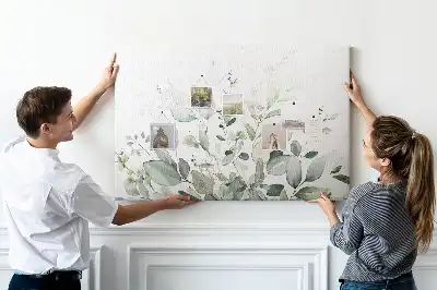 Printed Cork Memo Board with Plant Leaves Design