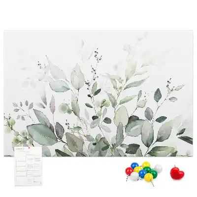 Printed Cork Memo Board with Plant Leaves Design