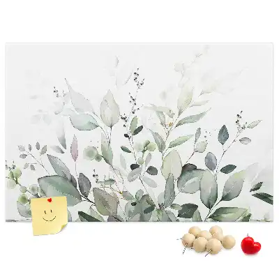 Printed Cork Memo Board with Plant Leaves Design