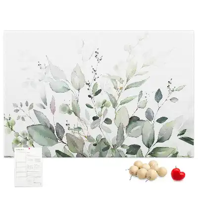 Printed Cork Memo Board with Plant Leaves Design
