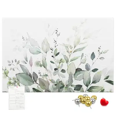 Printed Cork Memo Board with Plant Leaves Design