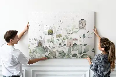 Printed Cork Memo Board with Plant Leaves Design