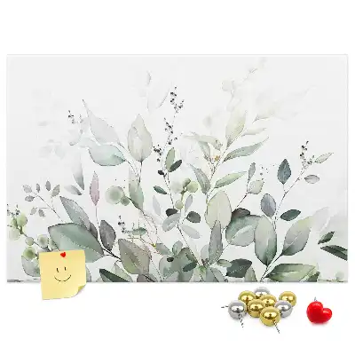 Printed Cork Memo Board with Plant Leaves Design