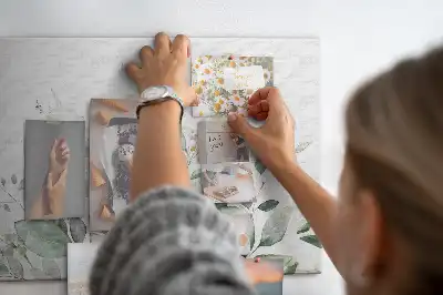 Printed Cork Memo Board with Plant Leaves Design