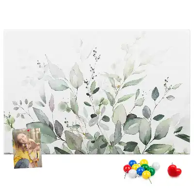 Printed Cork Memo Board with Plant Leaves Design