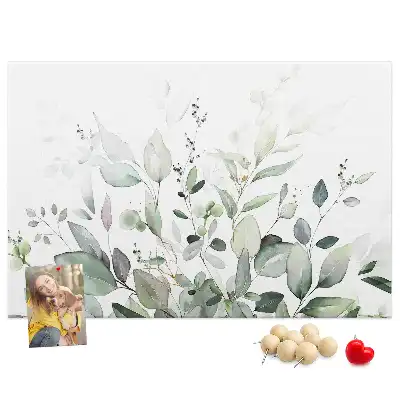 Printed Cork Memo Board with Plant Leaves Design
