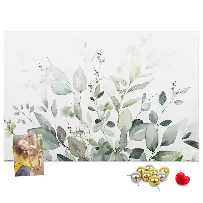 Printed Cork Memo Board with Plant Leaves Design