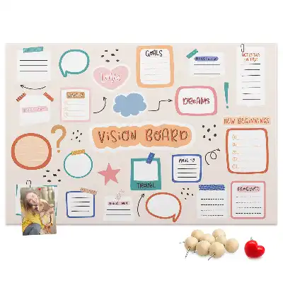 Colorful cork vision board