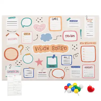 Colorful cork vision board