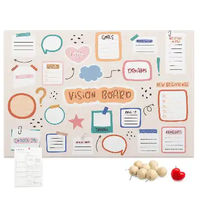 Colorful cork vision board