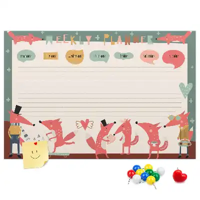 Printed Cork Board Weekly planner for kids