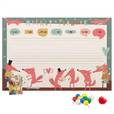 Printed Cork Board Weekly planner for kids