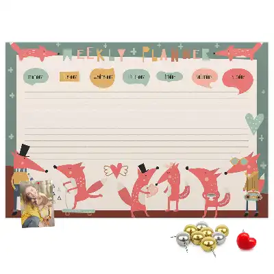 Printed Cork Board Weekly planner for kids