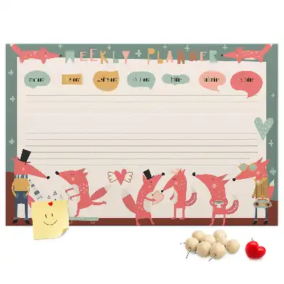 Printed Cork Board Weekly planner for kids