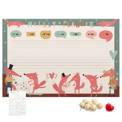 Printed Cork Board Weekly planner for kids