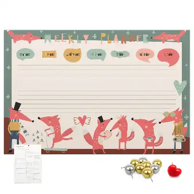 Printed Cork Board Weekly planner for kids