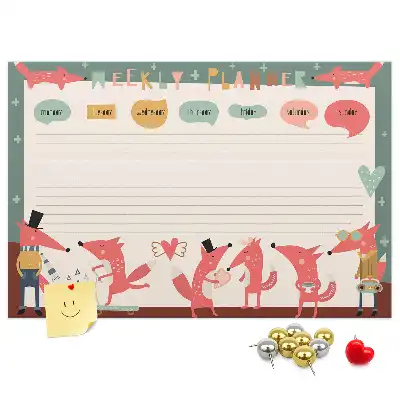 Printed Cork Board Weekly planner for kids