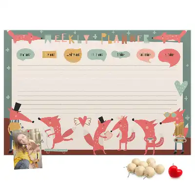 Printed Cork Board Weekly planner for kids