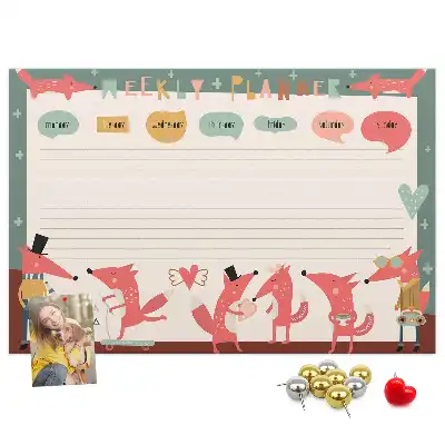 Printed Cork Board Weekly planner for kids