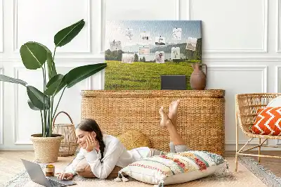 Printed Cork Memo Board with Mountain Field Design