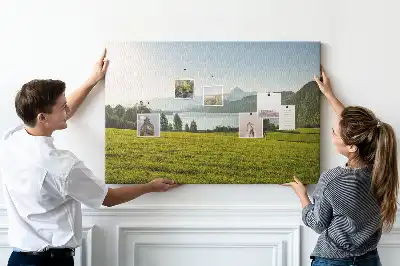 Printed Cork Memo Board with Mountain Field Design