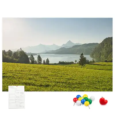 Printed Cork Memo Board with Mountain Field Design