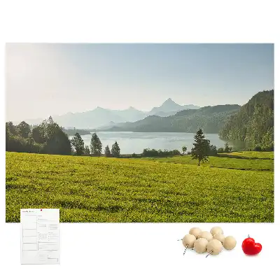 Printed Cork Memo Board with Mountain Field Design