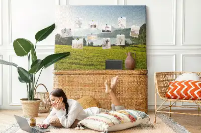 Printed Cork Memo Board with Mountain Field Design