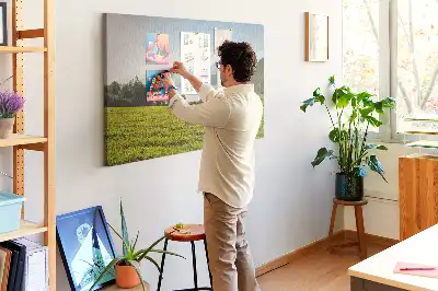 Printed Cork Memo Board with Mountain Field Design