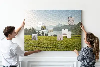 Printed Cork Memo Board with Mountain Field Design