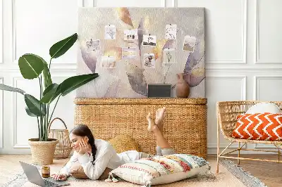 Cork memo board Watercolor plants