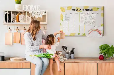 Printed Lemons Cork Memo Board Weekly Planner