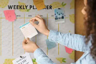 Printed Lemons Cork Memo Board Weekly Planner
