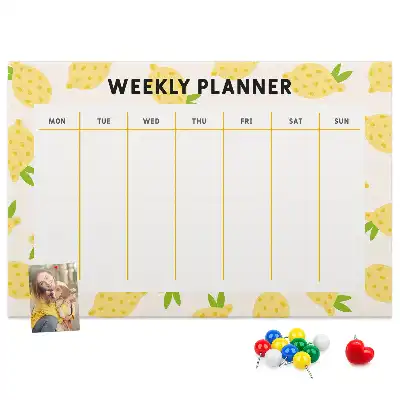 Printed Lemons Cork Memo Board Weekly Planner