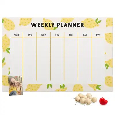 Printed Lemons Cork Memo Board Weekly Planner