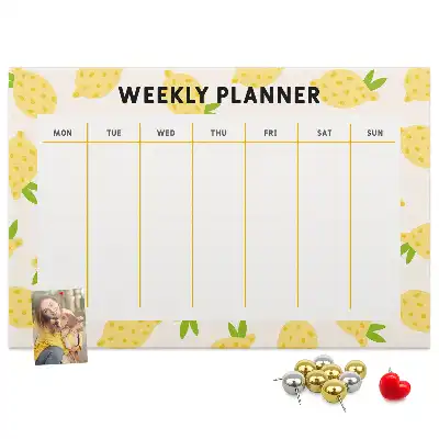 Printed Lemons Cork Memo Board Weekly Planner