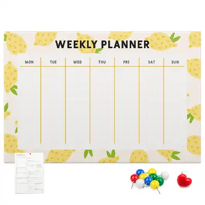 Printed Lemons Cork Memo Board Weekly Planner