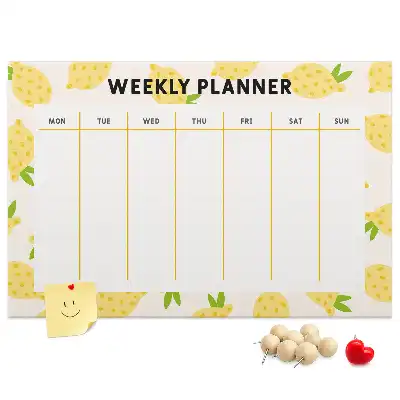 Printed Lemons Cork Memo Board Weekly Planner