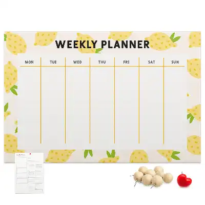 Printed Lemons Cork Memo Board Weekly Planner