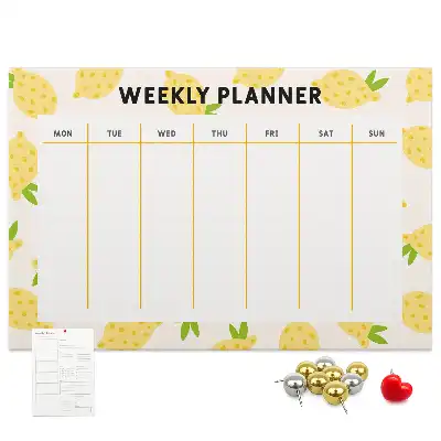 Printed Lemons Cork Memo Board Weekly Planner