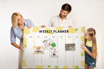 Printed Lemons Cork Memo Board Weekly Planner