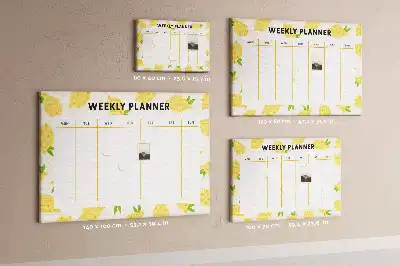 Printed Lemons Cork Memo Board Weekly Planner