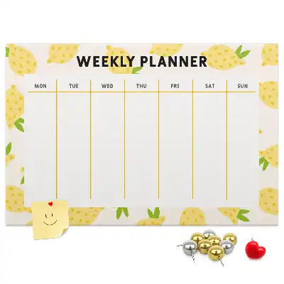 Printed Lemons Cork Memo Board Weekly Planner