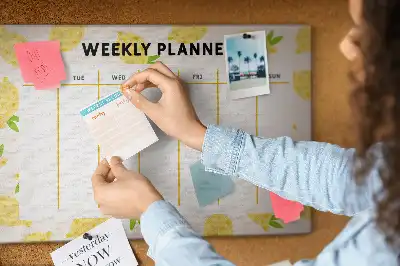 Printed Lemons Cork Memo Board Weekly Planner