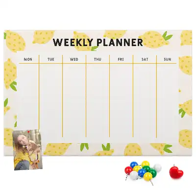 Printed Lemons Cork Memo Board Weekly Planner
