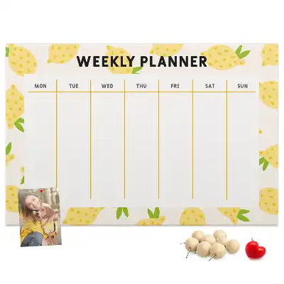 Printed Lemons Cork Memo Board Weekly Planner