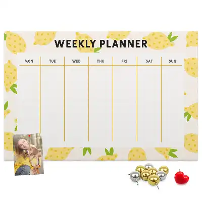 Printed Lemons Cork Memo Board Weekly Planner