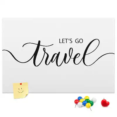 Printed Cork Memo Board Travel lettering