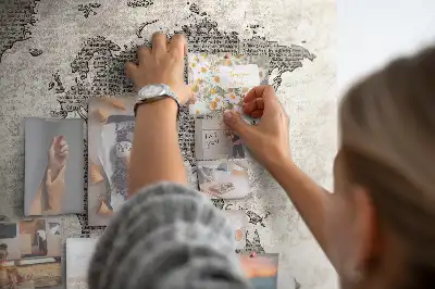 Newspaper world map cork memo board